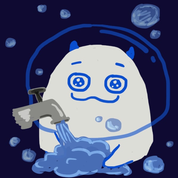 Bopi washing his hands